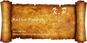 Kello Patrik névjegykártya